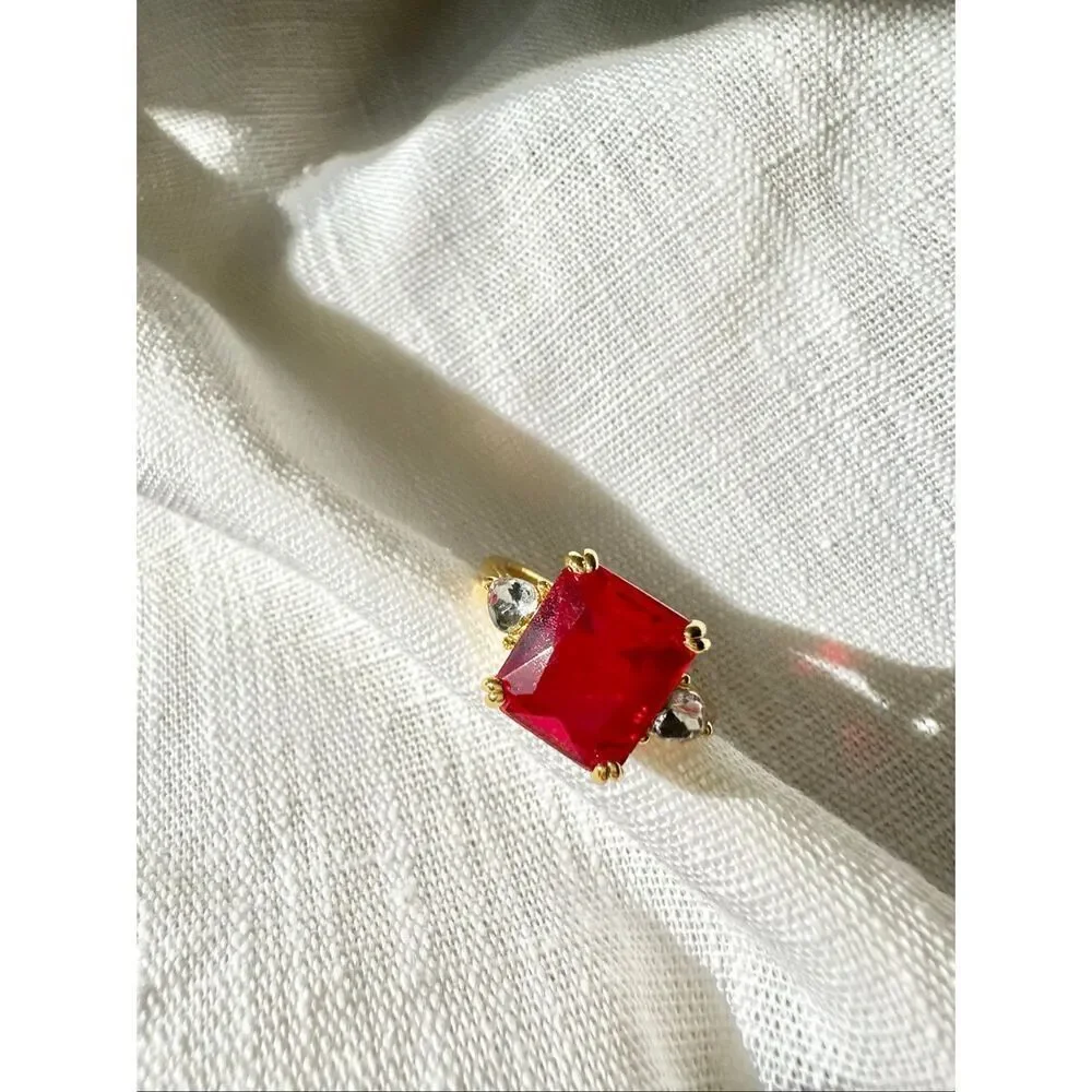 Cherry red cocktail ring